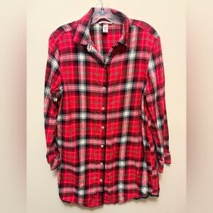 VICTORIAS SECRET Red and Black Plaid Night Shirt